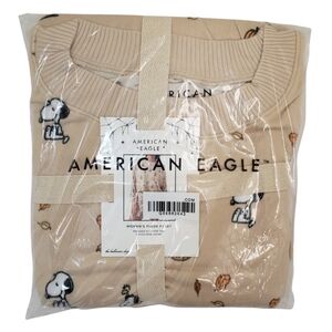 AMERICAN EAGLE Peanuts Fall Pumpkin Long Sleeve Shirt & Shorts Plush Pajama Set